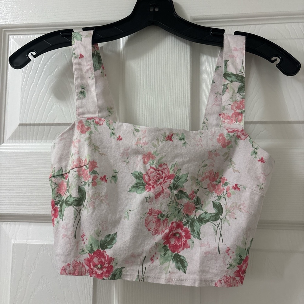 Trixxi Floral Pink Crop Top